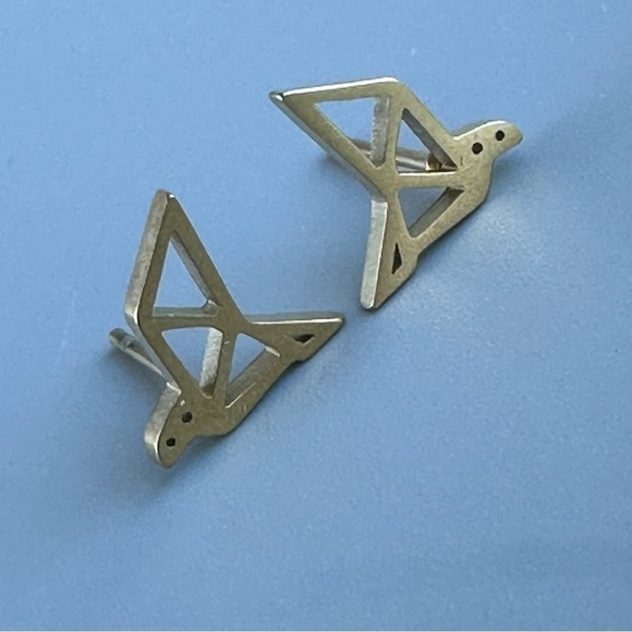 Surgical Steel Origami Bird Stud Earrings - Picture 12 of 16